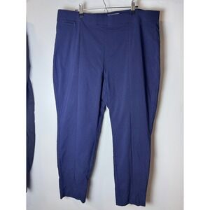 Croft & Barrow Ankle Pants Womens 18 Navy Blue Solid Stretch Pull On Mid Rise